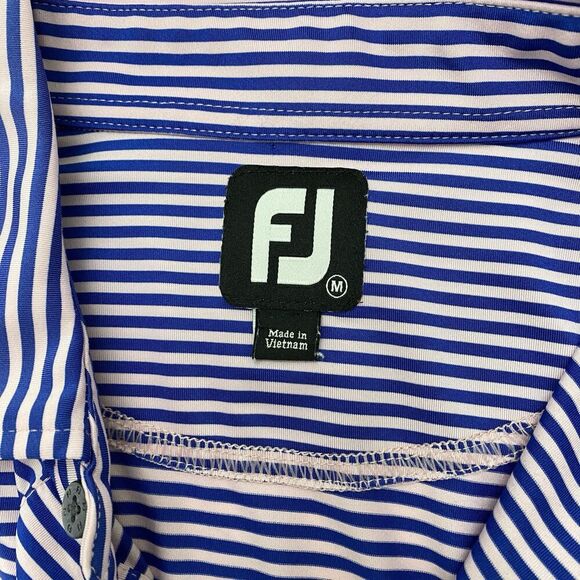 FootJoy Purple Pink Striped FJ Performance Golf Polo Shirt Men's Medium Active - Picture 3 of 12